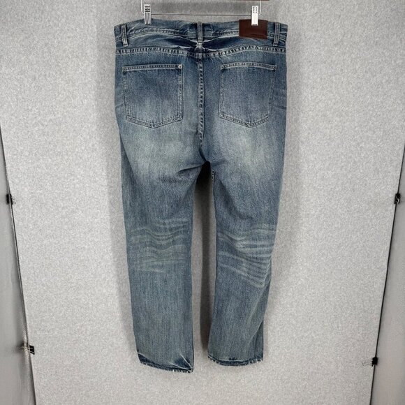 Carbon 2 Cobalt Mens Straight Leg Jeans Size 36 Light Wash Distressed Button Fly - Picture 5 of 15